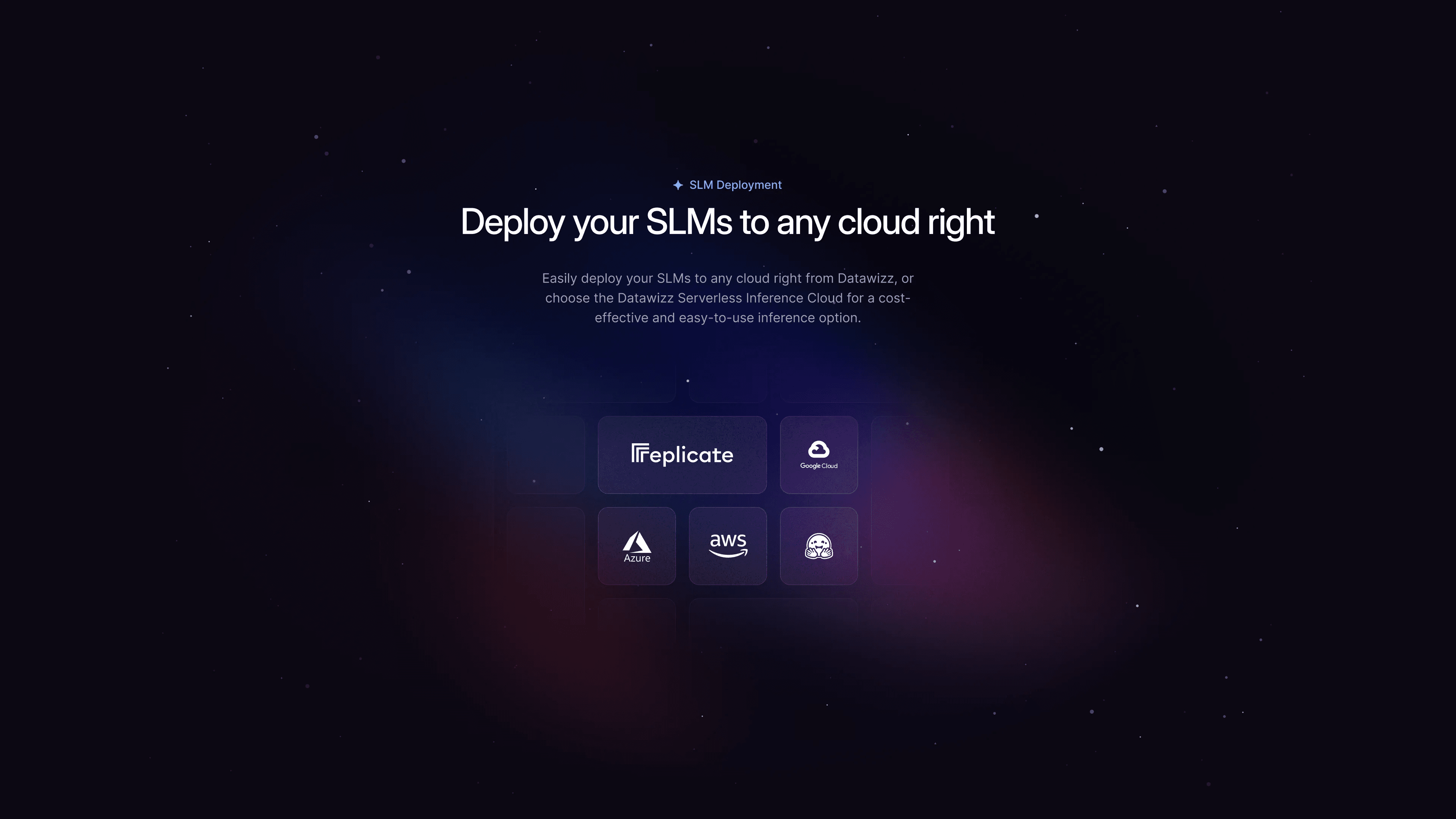 Deploy your SLMs to any cloud, with Replicate, Google Cloud, Azure and AWS tiles