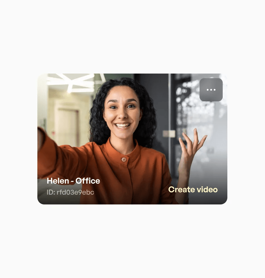 Avatar card: Helen - Office, with Create video
