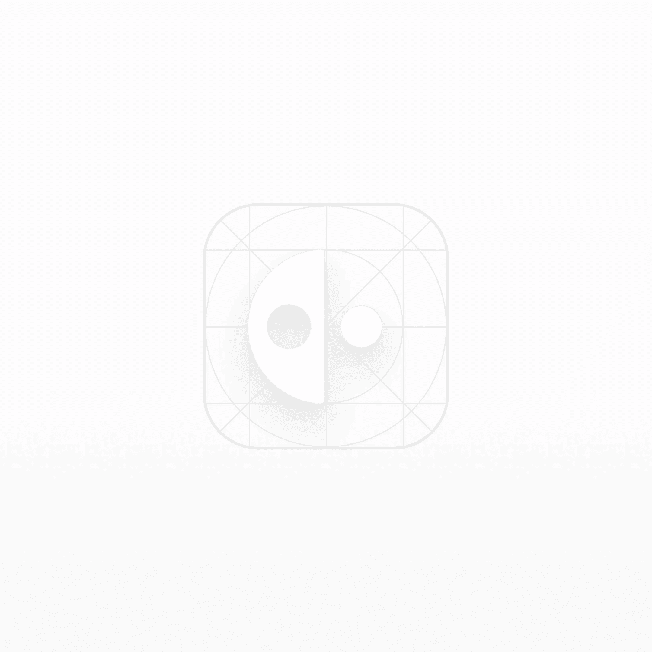 The app icon on its construction grid, in white