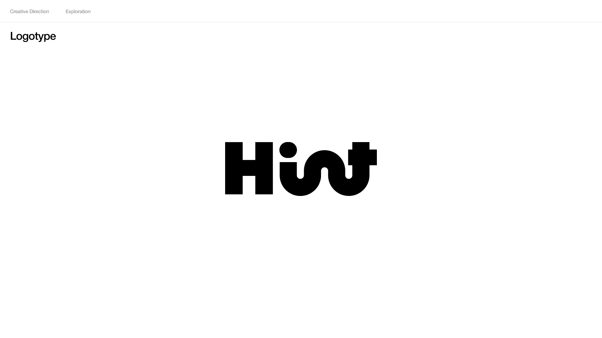 Wordmark study: Hint with a capital H and looping letters