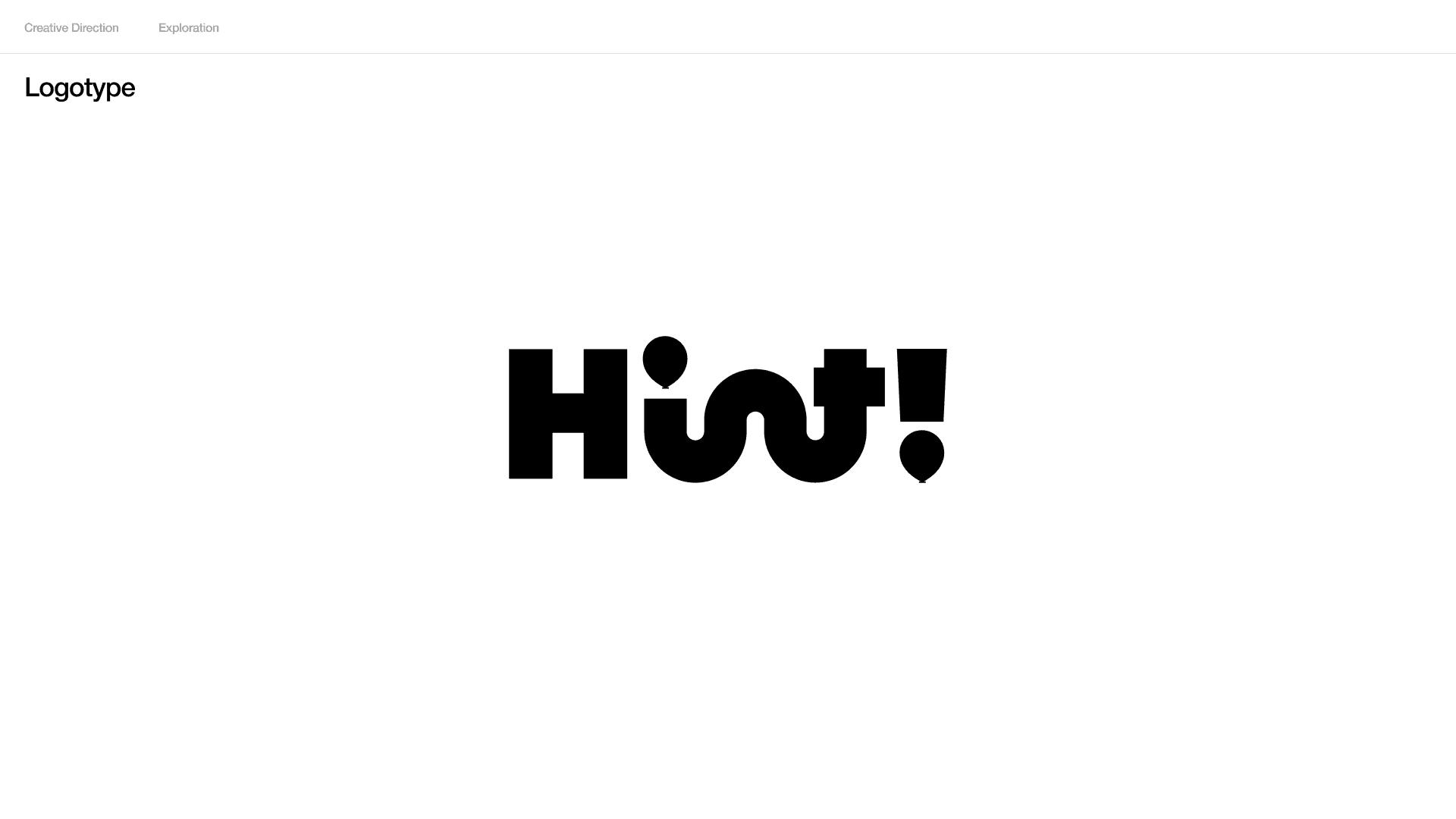 Wordmark study: Hint with an exclamation mark