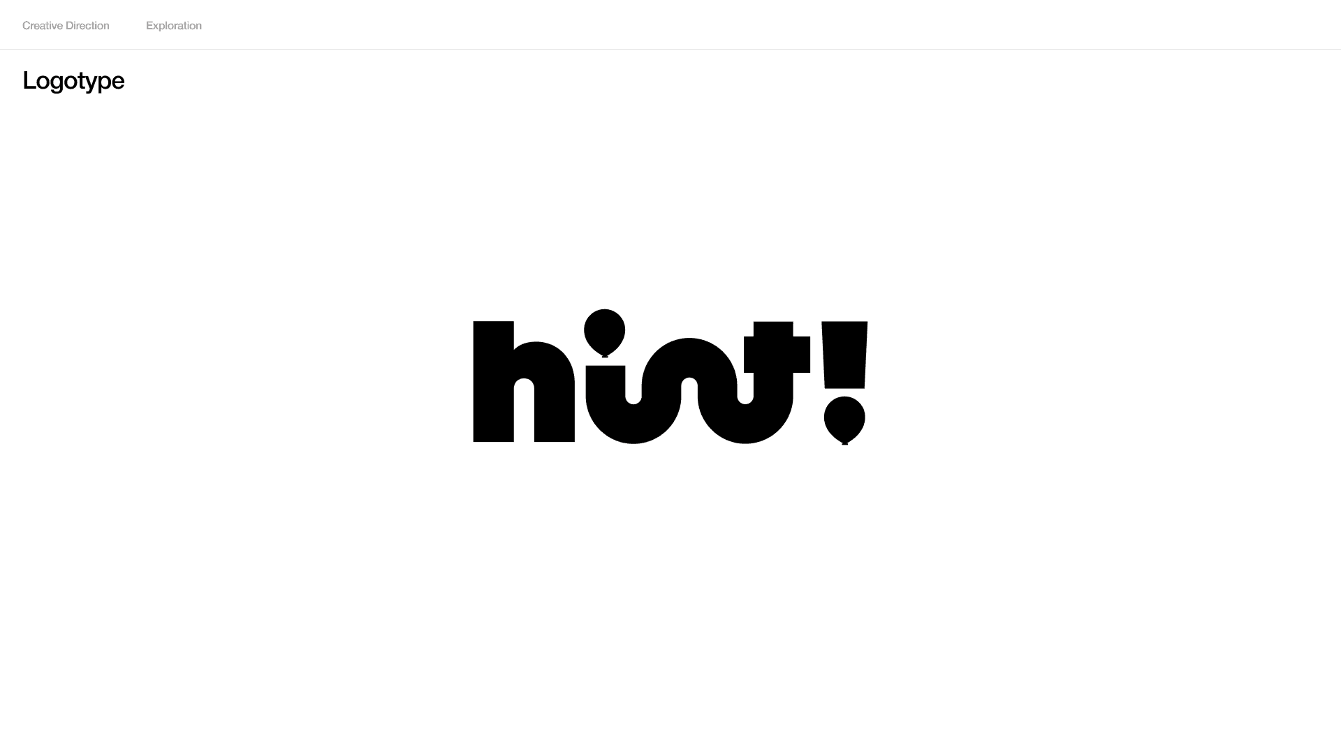 Wordmark study: the lowercase hint with an exclamation mark