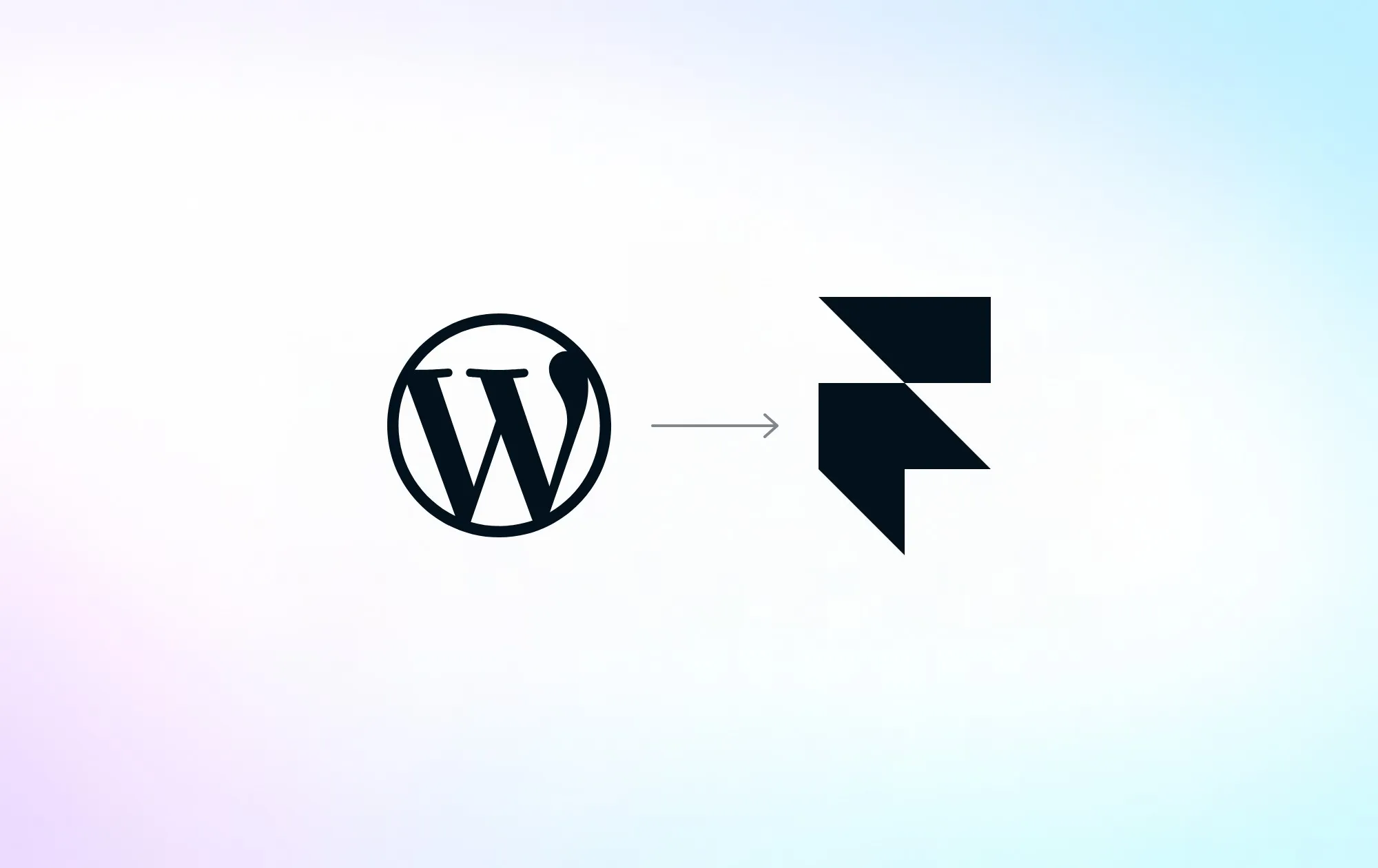 The WordPress logo with an arrow pointing to the Framer logo