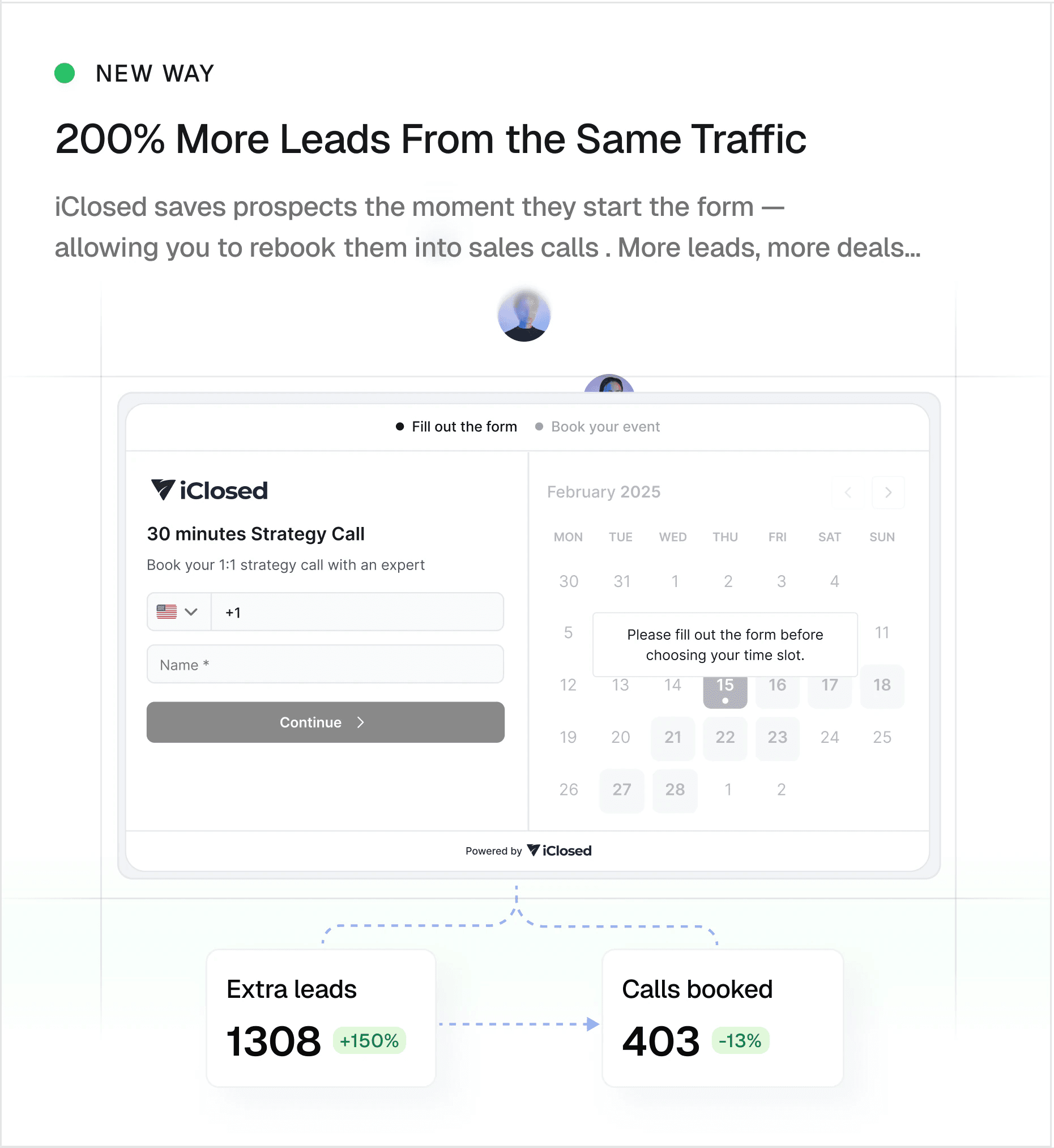 Explainer storyboard, lead generation, new way: iClosed saves the lead as soon as the form starts