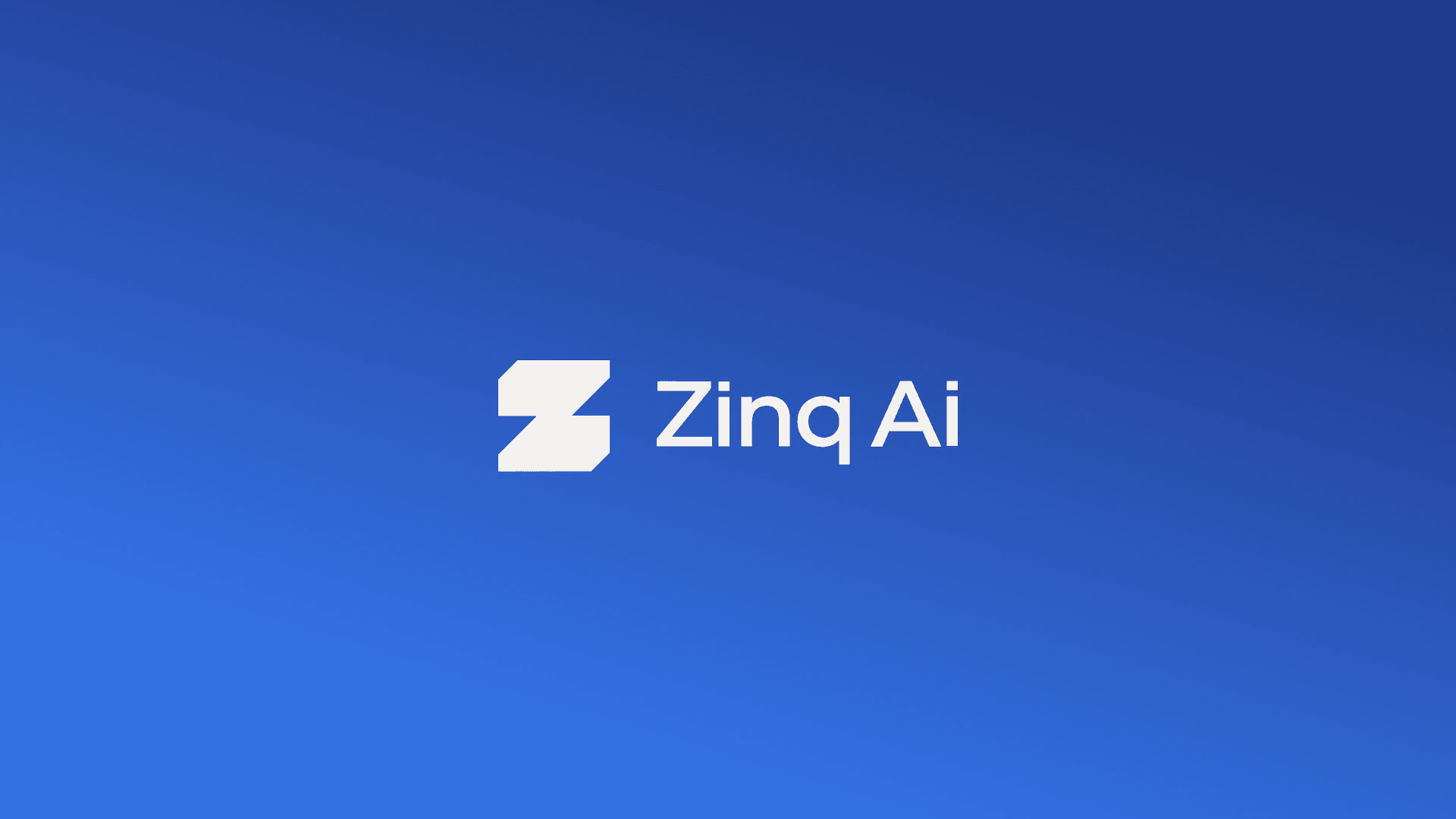 Round 2, version B2: a heavier Z mark and Zinq Ai in white on a bright blue gradient