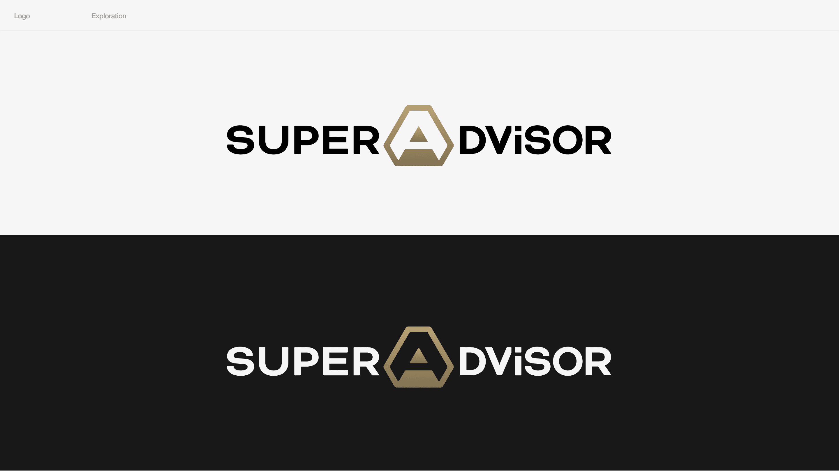 Logo exploration V1, C: a solid triangle inside an outlined shape and a lowercase i, on light and on dark
