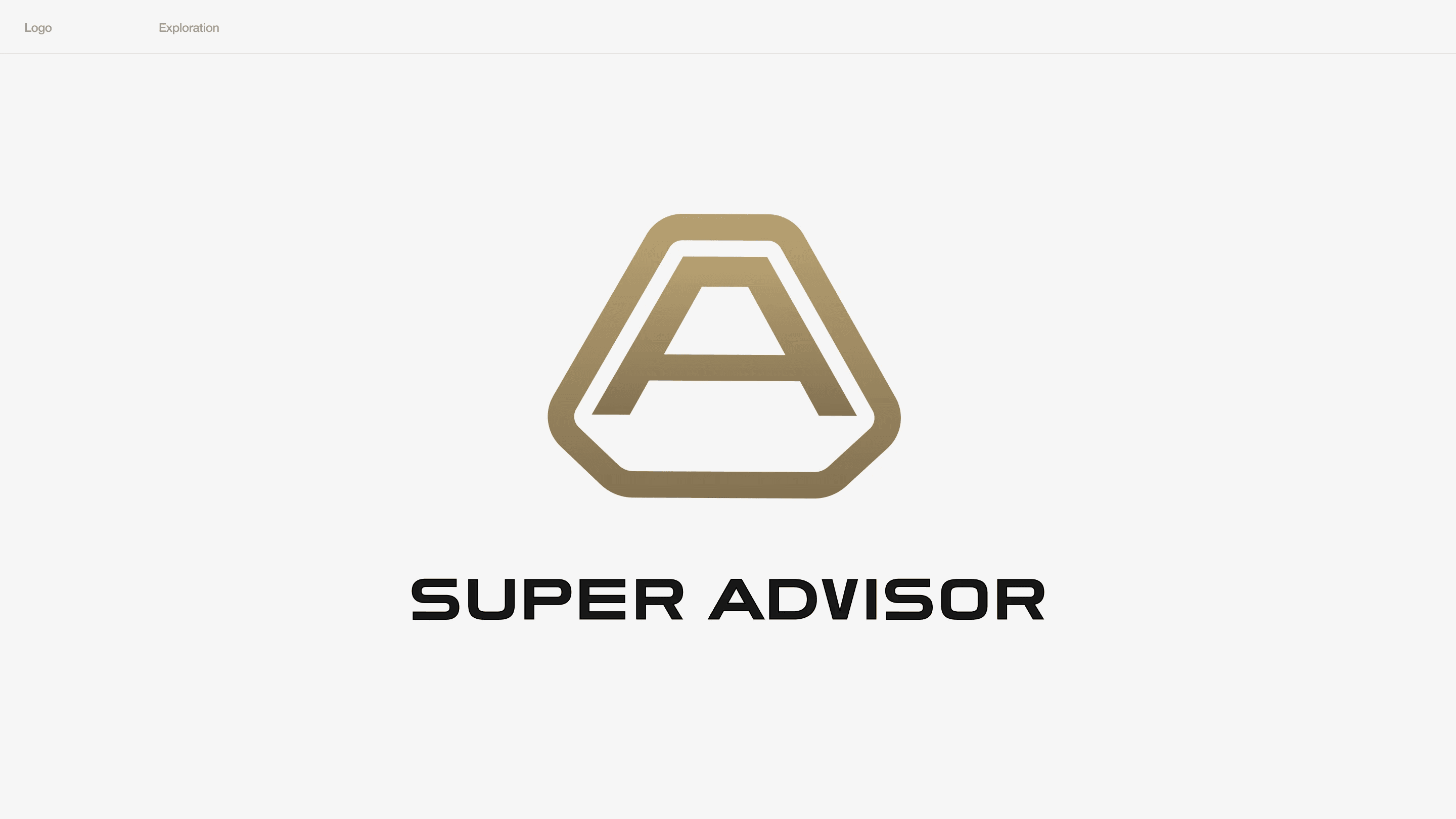 Logo exploration V2, A: the outlined gold A, above the name