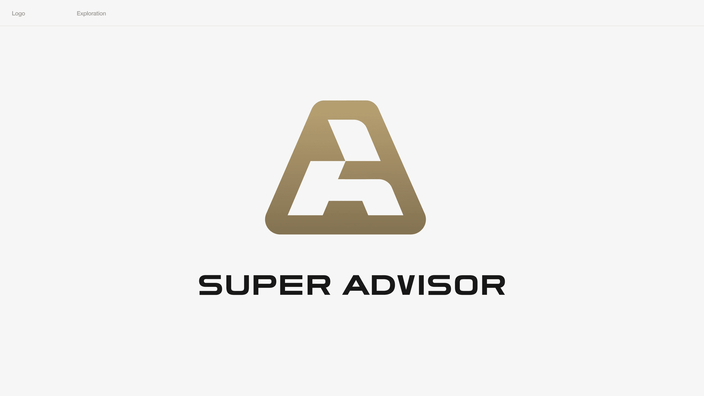 Logo exploration V2, A2: a heavy solid A with an offset crossbar, above the name