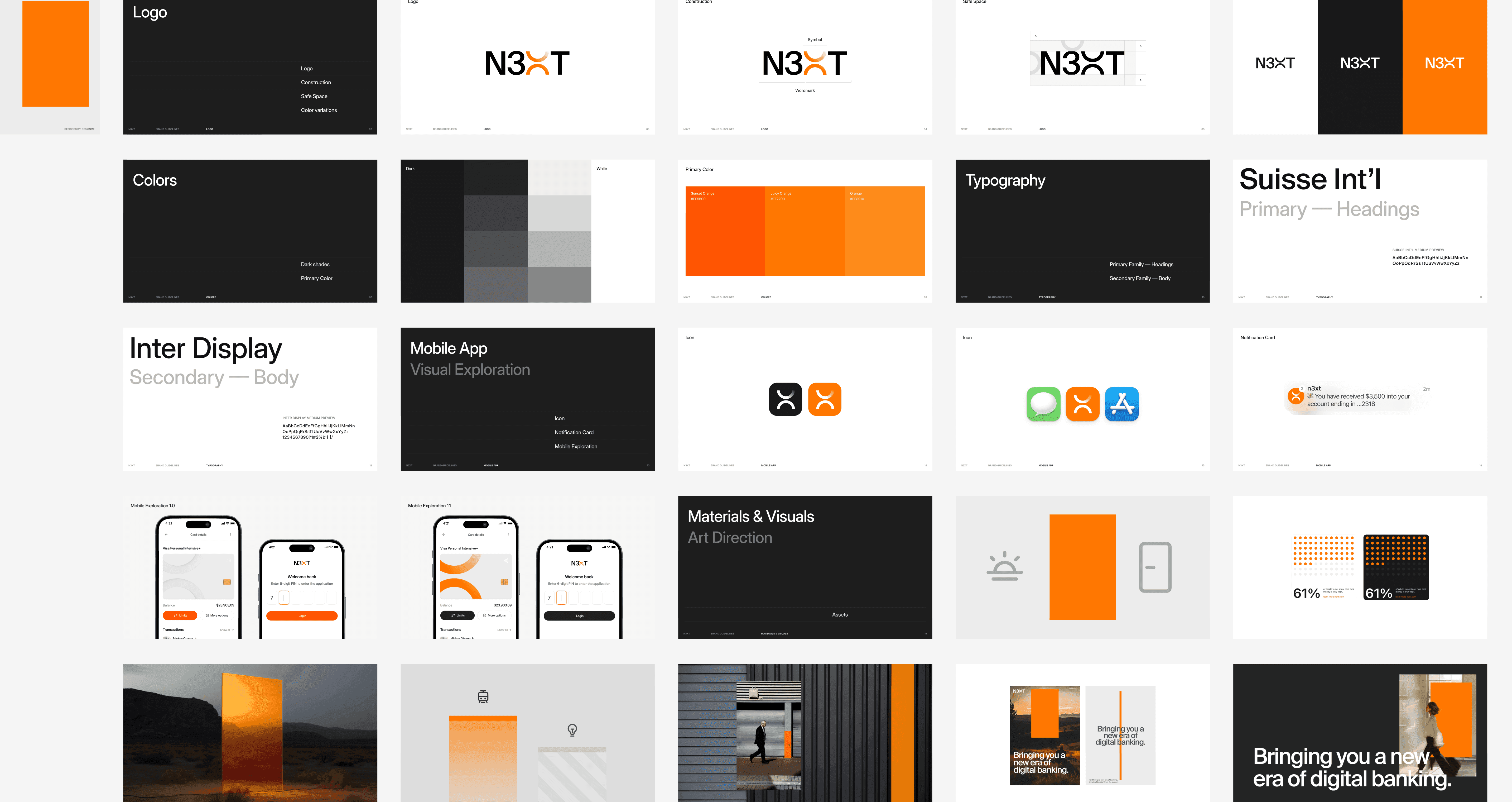 N3XT identity overview: wordmark, colours, typography and app icons