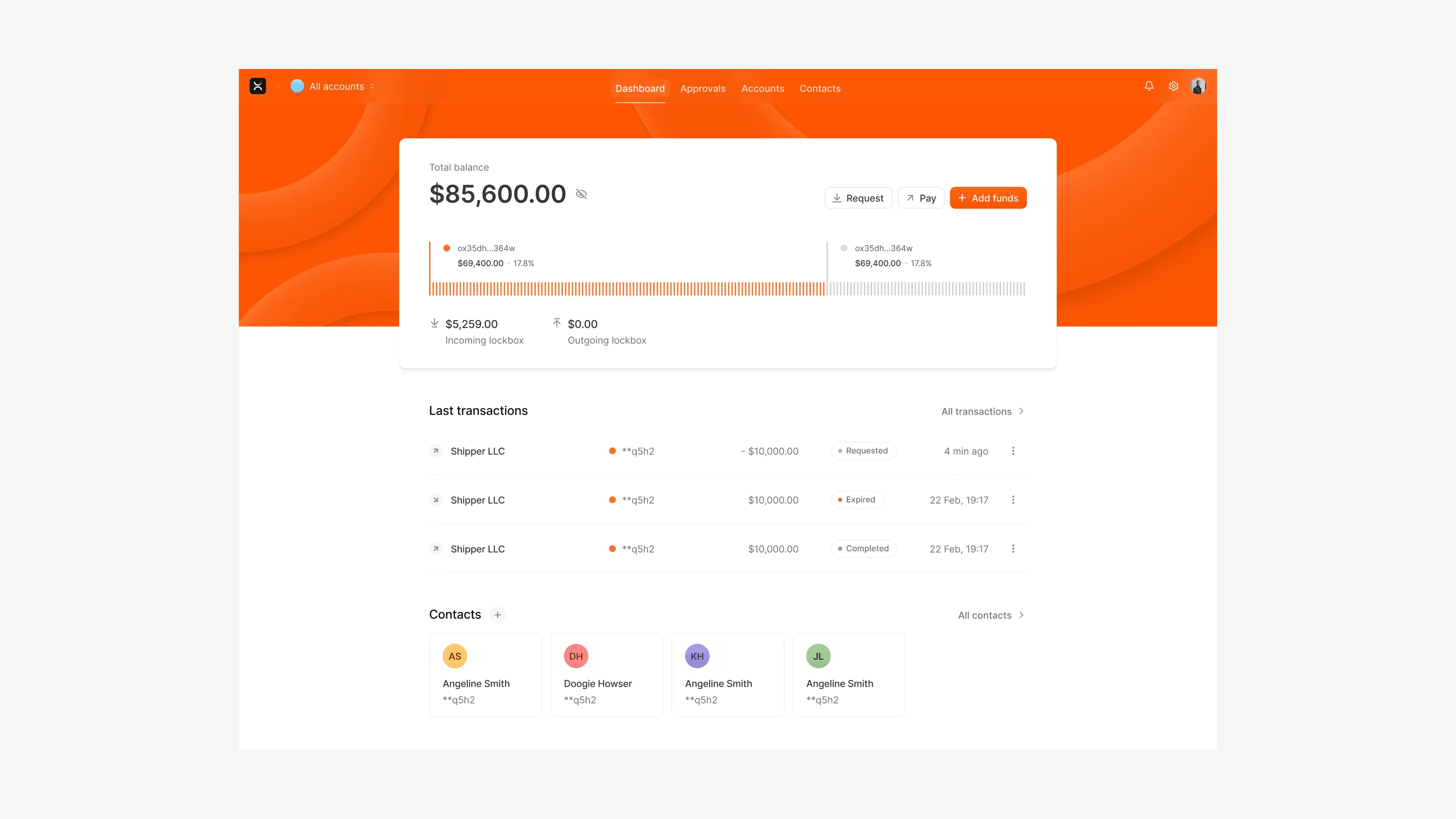 N3XT web dashboard with balances and recent transactions
