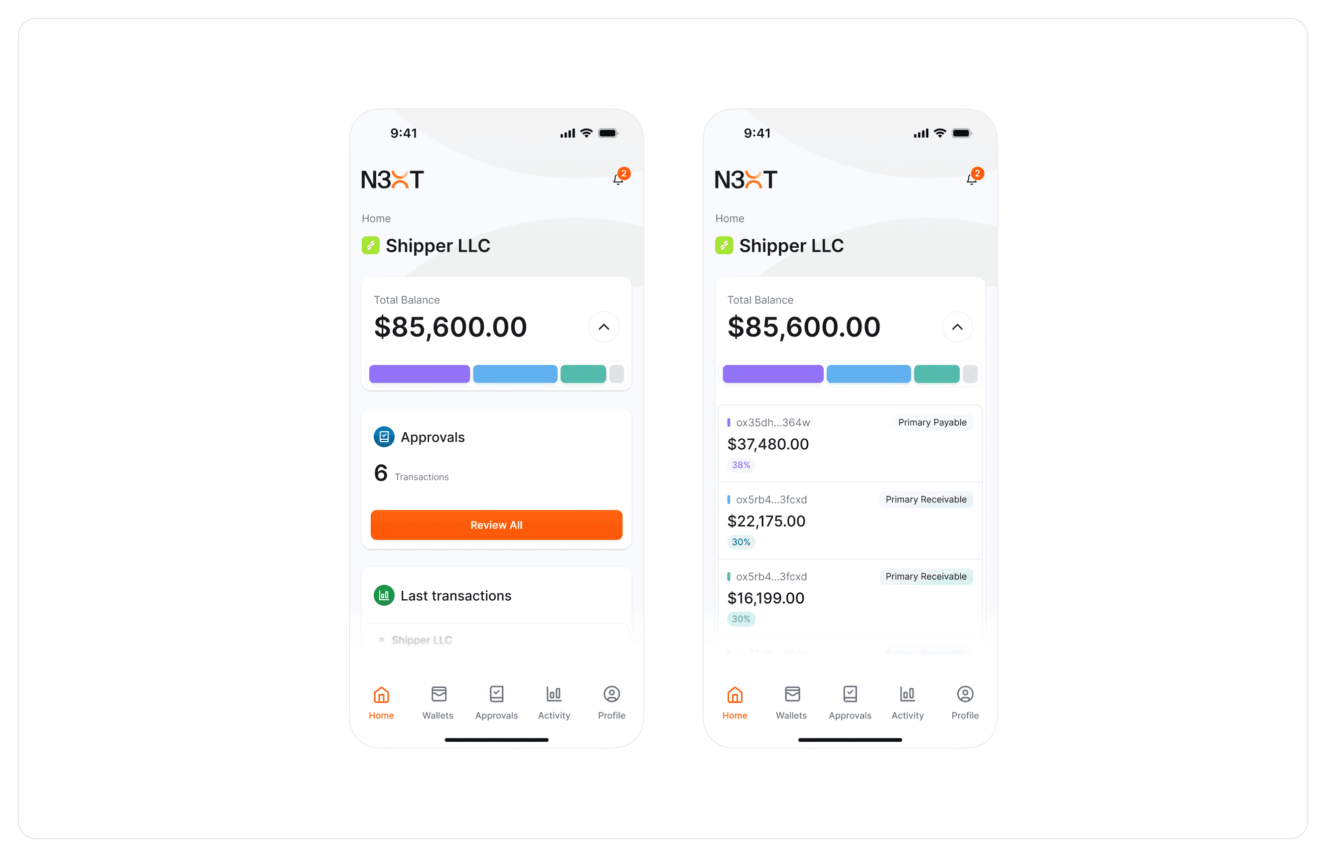 N3XT mobile app home screens