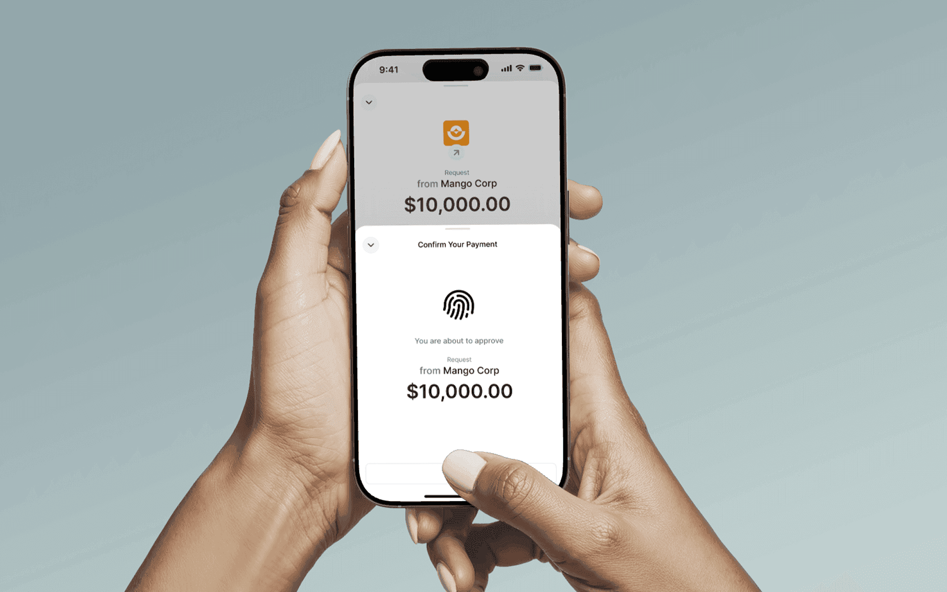 Hand holding a phone showing an N3XT payment confirmation