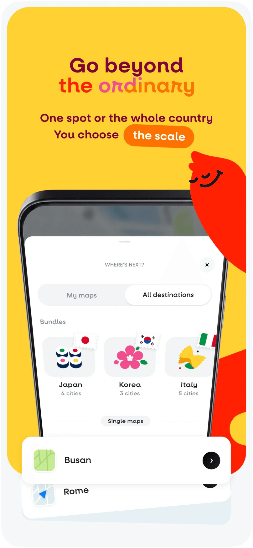 App Store screen: Go beyond the ordinary, with country bundles for Japan, Korea and Italy