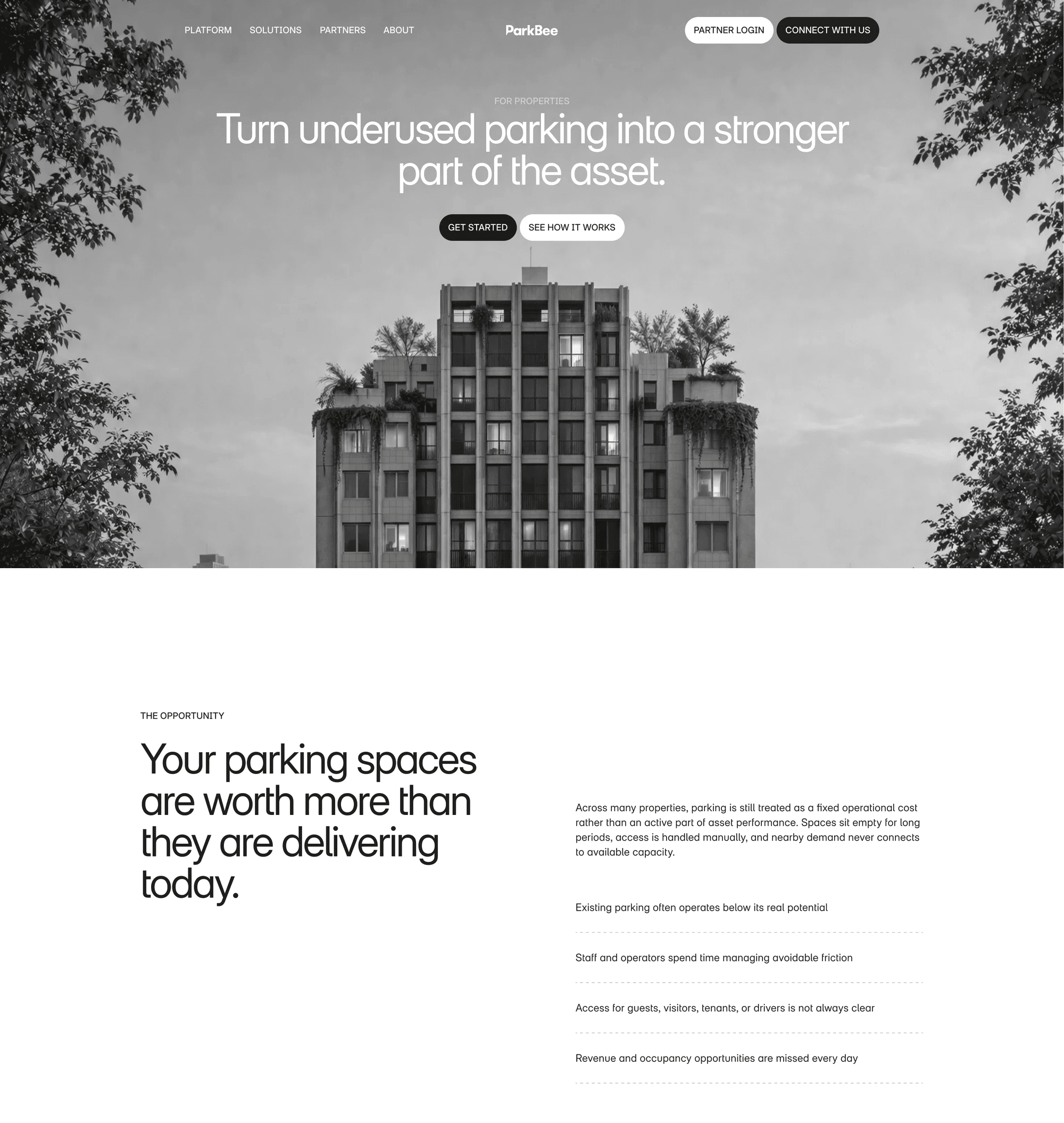 For properties page wireframe: Turn underused parking into a stronger part of the asset, and the opportunity section below it